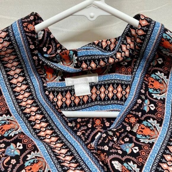 Xhilaration Wrap Front Blouse Women's XS Paisley Long Sleeve V-Neck Boho Top EUC - Picture 3 of 6